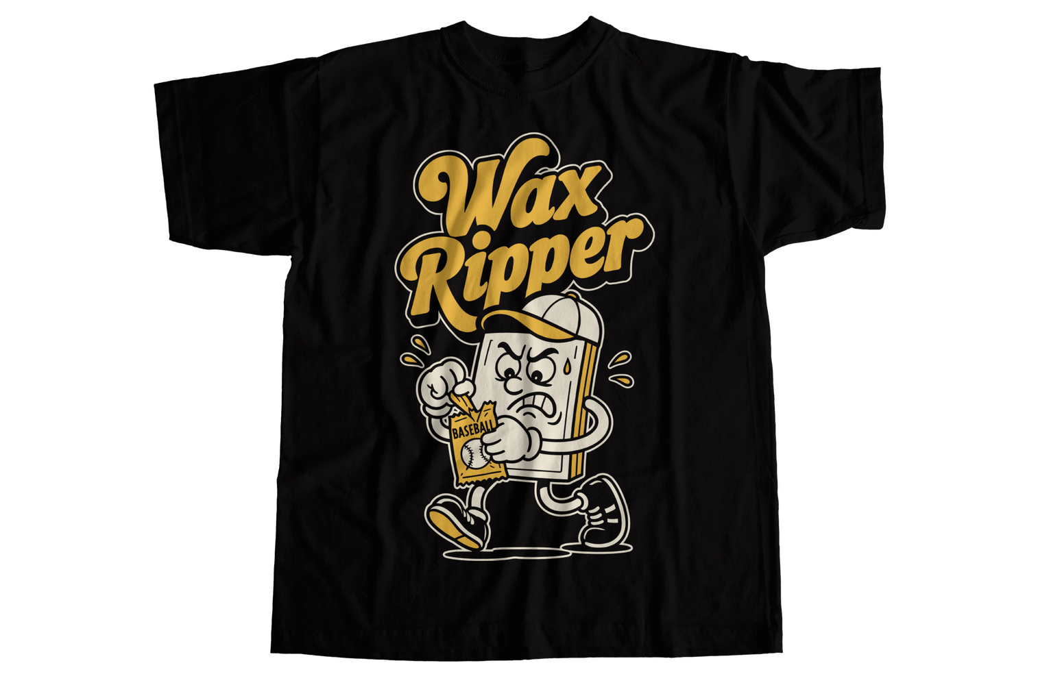 Retro Wax Ripper shirt celebrating baseball card pack openings and collecting